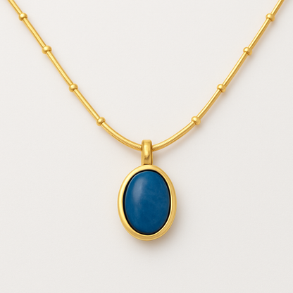 Starsea Elegance – 18K Gold Aquamarine Necklace