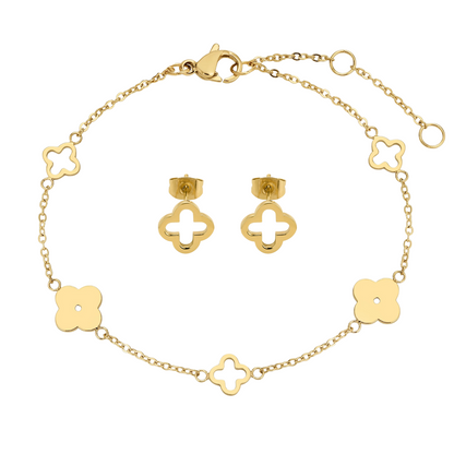 Leaf Flower Bracelet + Earring