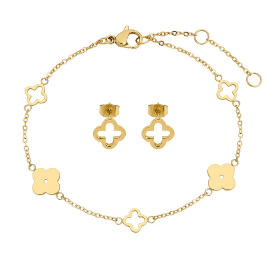 Leaf Flower Bracelet + Earring